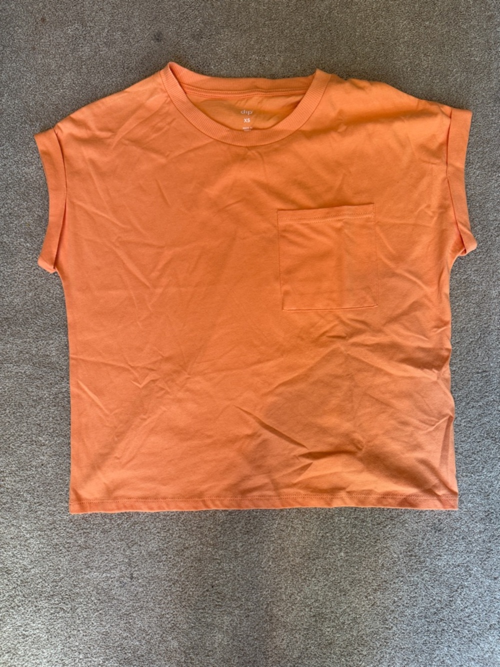 DIP Orange Cuffed Oversized Crop Tee Size XS